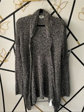Old Navy Marled Charcoal Gray Open-Front Cardigan